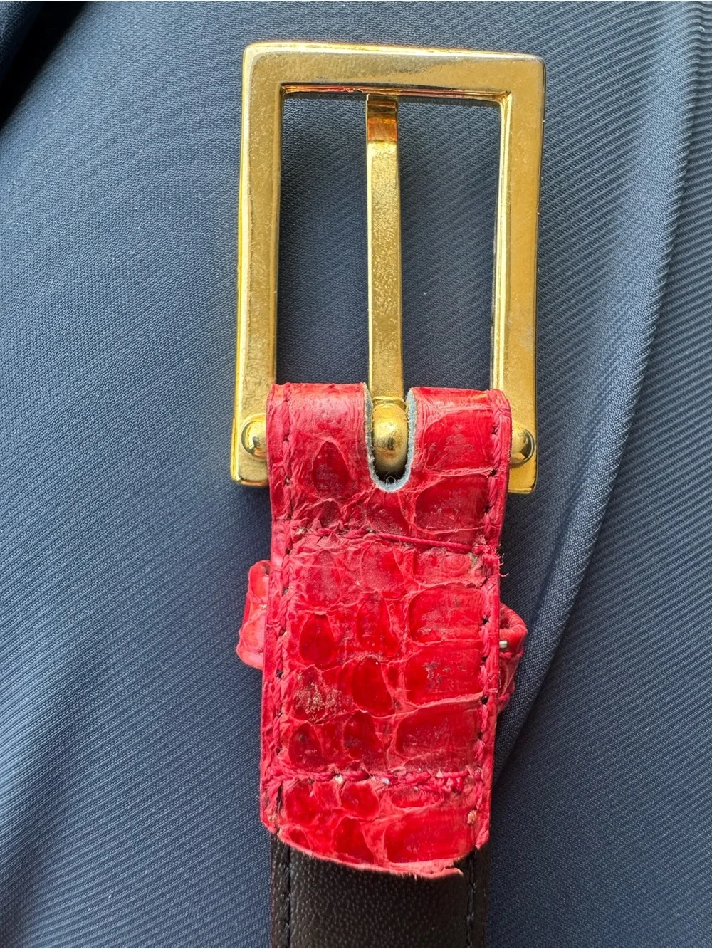 Genuine Snakeskin Women's Belt with Gold Buckle XS